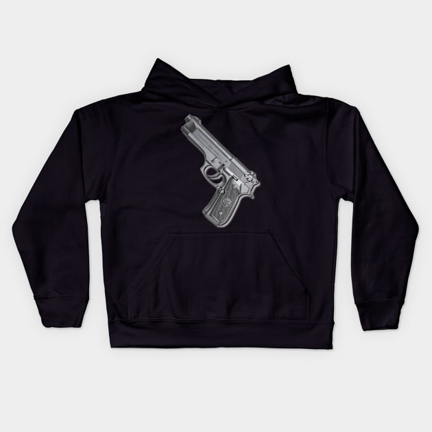 Weapons - Handgun - Beretta M92 - 41201 Kids Hoodie by Semenov